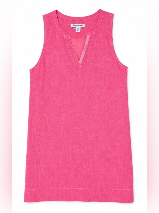 Tommy Bahama Dresses & Skirts - Tommy Bahama Pink 100% Linen Sleeveless V-Neck Shift Dress M Lined